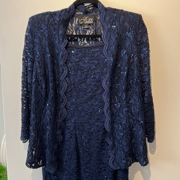 Alex Evenings size 12 sequinned lace overlay dress with jacket - Picture 2 of 3